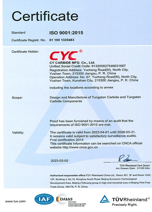 QUALITY<br>
ISO 9001:2015 (TÜV)